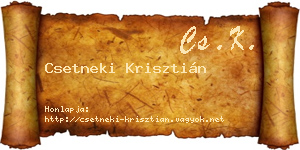 Csetneki Krisztián névjegykártya
